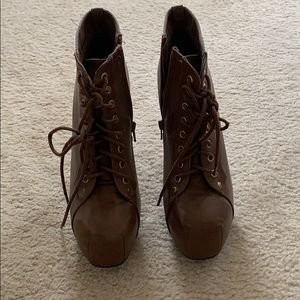 Brown bootie heels